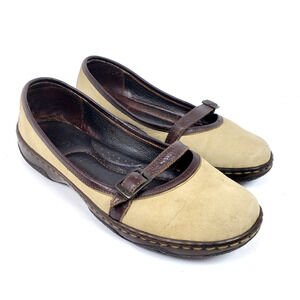 Born Womens Size 7 Beige Brown Leather Slip On Casual Mary Jane Shoes
